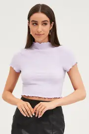 Purple Textured Top Short Sleeve - Size XS, Women's Top