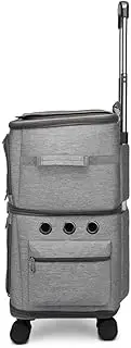 2 Cat Carrier Pet Stroller Portable Bag, Double-Layer Pet Travel Carrier with Wheels for 2 Cats, Folding Soft Sided Pet Pram Crates Kennel for Small Dogs, Puppy, Cat, Rabbits