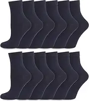 [Socksmad] Boys Girls Childrens Kids Back to School 12 Pairs Cotton Rich Plain Ankle School Socks Sizes 0-2½, 3-5½, 6-8½, 9-12, 12½-3½, 4-5½