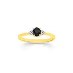 9ct Gold Sapphire & Diamond Dress Ring in Black