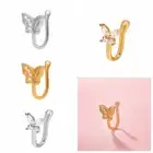 Zircon Clip On Nose Hoop Ring Copper Non Pierced Ear Clip Cuff Party