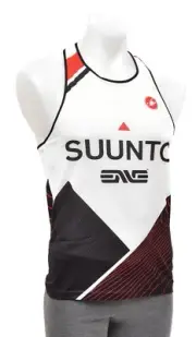 Castelli Suunto Pro Team Wildwood Run Singlet Men SMALL LARGE White ENVE Tri