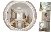 24 Inch Wooden Round Mirror for Wall Decor, Farmhouse Rustic Decorative Circle