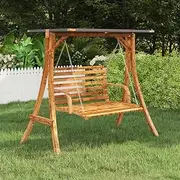 Swing Frame with Anthracite Roof - Bent Wood with Teak Finish, Ideal for Swing Bench - 175x101x161.5 cm, Outdoor Porch Swing Stand Protector, Patio Furniture