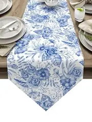 Table Runner Blue and White Porcelain Table Runners Blue Floral 13x70 inch