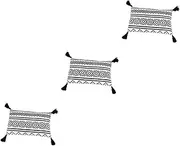 TOKIDNY 3 Pcs Luxury Linen Pillow Cases Square Pillow Covers Decorative Throw Pillowcase Geometric Fringe Easy to Clean 30x50cm