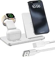 Wireless Charging Station 3 in 1 Wireless Charger for iPhone 16 15 14 13 12 11 Pro Max, Magnetic Charger Compatible with Apple Watch 10/Ultra 2/9/8/7/SE/6/5/4/3/2,Charging Dock for Airpods4/Pro/3/2