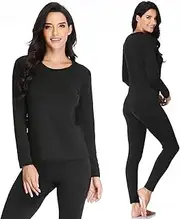 [TEEPIRE] Thermal Underwear Women Ultra-Soft Set Base Layer Top & Bottom Long Johns with Fleece Lined Winter