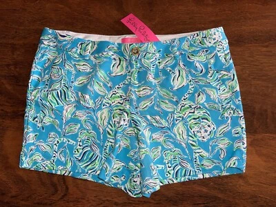 Lilly Pulitzer 10 Turquoise Oasis OUTTA LINE KNIT CALLAHAN SHORTS 5" Inseam NWT