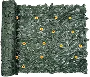 Artificial Ivy Fence Screening, 3 m x 1 m Artificial Hedges Panels, Privacy Fence Screen for Garden, Green Hedge Roll, Fake Grass Decorative Backdrop for Privacy Protection Home Balcony Garden