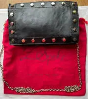 Zac Posen Z-Spoke RARE VINTAGE Black Lambskin Gold Tone Studded Chain Crossbody