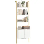 Giantex 5-Tier Tall Bookshelf Wall Mount Ladder Bookcase w/Anti-Tipping Kits Display Rack White