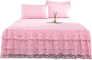 FSNEODYV Bedspread Set, Ruffle Bedspread Sheet,Bed Skirt Lace Queen Size, Full Size Bed Skirt, Ruffle Skirt Bedspread Set, Home Bedding(A,180x220cm/70 x 87 in)