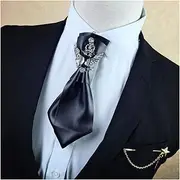 [PIANPIAN] CAREG High-end Multilayer Retro British Rhinestone Bow Tie Brooch Men's Brooches Pins General Bowtie Cravat Shirt Accessories Durable (Color : 12)
