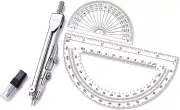 Drawing Compass and Plastic Math Protractors 180 Degree4 Inch ...