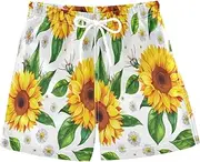 [RPLIFE] Boys Short Swim Trunks, Anti-Chafe Swim Trunks Boys 2 T, Watercolor Style Sunflowers