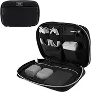 kate spade new york Nylon Tech Organizer Pouch - Electronics Organizer for Cables, Chargers, Power Bank, AirPods, and Accessories - Signature Black