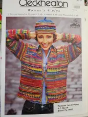 Cleckheaton Woman's 8 Ply Fair Isle Cardigan & Hat Knitting Pattern 294