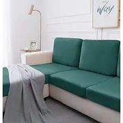 1 Piece Velvet Stretch Couch Cushion Cover Burgundy Plush Cushion Slipcover for Chair Cushion Furniture Protector Seat Cushion Sofa Cover with Elastic Bottom W
