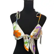 New ~ ASOS ~ Tie Front Floral Swirl Print Beach Crop Top Size 6