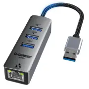 USB to Ethernet Adapter for Laptop, 4-in-1 USB3.0 to RJ45 Hub, 3*USB 3.0, Gig...