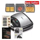 3-in-1 Sandwich Maker, Waffle Maker & Panini Press - Easy Clean Non-Stick Plates