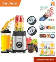 1200W Portable Smoothie Blender with 22 oz To-Go Cup & Versatile Attachments