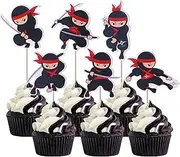 36 Pack Birthday Cupcake Toppers Ninja Assambled Karate Kung Fu Warriors Cupcake Picks Kids Boys Ninja Anime Themes Happy Birthday Baby Shower Cake Decorations Supplies