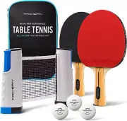 PRO-SPIN All-In-One Portable Ping Pong Paddles Set | Table Tennis Set with Retra