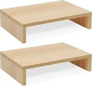 [TEAMIX] Wood Monitor Stand Riser-2 Pack,Maple Adjustable Monitor Stand Dual Monitor Riser for 2 Monitors/Laptop/PC Computer Stand for Desk