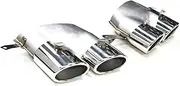 1 Pair 4 Out Stainless Steel Black Car Exhaust Tip 2016-2018 Compatible For Audi A6 A7 S Line Up S6 S7 Muffler Tip TailTip Exhaust System(Silver)