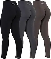 [AUROLA] Power Workout Leggings for Women Tummy Control Squat Proof Ribbed Thick Seamless Scrunch Active Pants