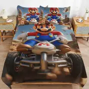a1562 Super Mario Duvet Cover Set, 3 Piece Bedding Set 86x70" Double Sided Printing Decorative Comforter Cover Set (1 Duvet Cover + 2 Pillow Shams)" j