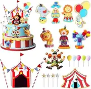 20 PCS Circus Cake Toppers Carnival Cupcake Toppers Circus Birthday Cake Decorations Carnival Birthday Party Supplies Circus Baby Shower Decoration