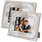 Rustic Picture Frames - Set of 2 White Wood Picture Frames - Distressed 4x6