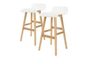 2X Wooden Bar Stool Dining Chair Leather SOPHIA 74cm WHITE