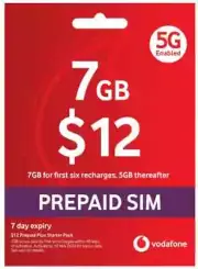 $12 Vodafone Prepaid SIM Card + Start-Up Kit + 7GB + 5G Tri-cut Full Micro Nano