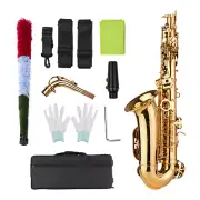 Eb Alto Saxophone Brass Gold Lacquer Alto Sax with Carry Case & Accessories O0Y2