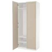 PAX / FLISBERGET wardrobe combination, white/light beige, 100x60x236 cm