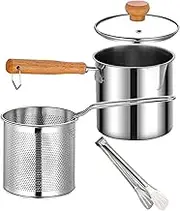 Deep Fryer Pot, Stainless Steel Frying Pan with Basket, Large Capacity Oil Filter Container, Versatile Grease Storage, Ideal for Kitchen, Camping, Compatible with All Stoves