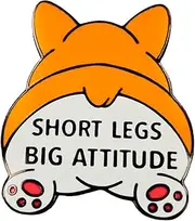 [Leraverppy] Enamel Pin,SHORT LEGS BIG ATTITUDE Lapel Pin,Corgi's Buttocks Brooch,Cute Cartoon Dog Badge,Gift For Dog Lover Teen Friends Family DIY Decor Canvas Bag Backpack Shirt Jacket Shirt Accessory
