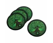 4x Tree of Life Coaster Set Celtic Tree Print Decor Barware Drink Holder Iron 9cm
