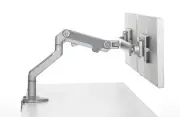 Humanscale M8 Monitor Arm with Crossbar - Bolt-Through Mount Silver w/ Gray Trim