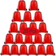 KUUQA 20 Pcs Drawstring Backpack Bags String Backpack Bulk Sport Gym Sack Red