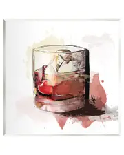 Cherry Liquor Cocktail Glass Wall Plaque Wall Art by Alison Petrie