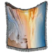 Isolated Beach Coast Cliff Sunset Throws