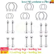 6PCS Surgical Steel Piercing Horseshoe Rings Labret Lip Ear Studs Bars
