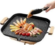Nonstick Stove Top Grill, Grill Pan for Cooking, Nonstick, Flat-Bottomed Design Pan Square, Portable Built-in Grease Drain Pan for Camping, Field Barbecue Or Outdoor
