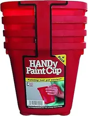 Handy Paint Cup Holds 16 oz. of Paint or Stain, Integrated Magnetic Brush Holder, Ideal for Trim Work, Touch-ups, 4 Pack