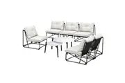 Livsip Outdoor Furniture Sofa Set 8 PCS Patio Lounge Setting Table Chairs Beige